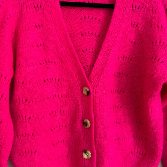 Altamira Milano Pink Mohair Blend Cardigan Sweater Size S - Picture 4 of 8